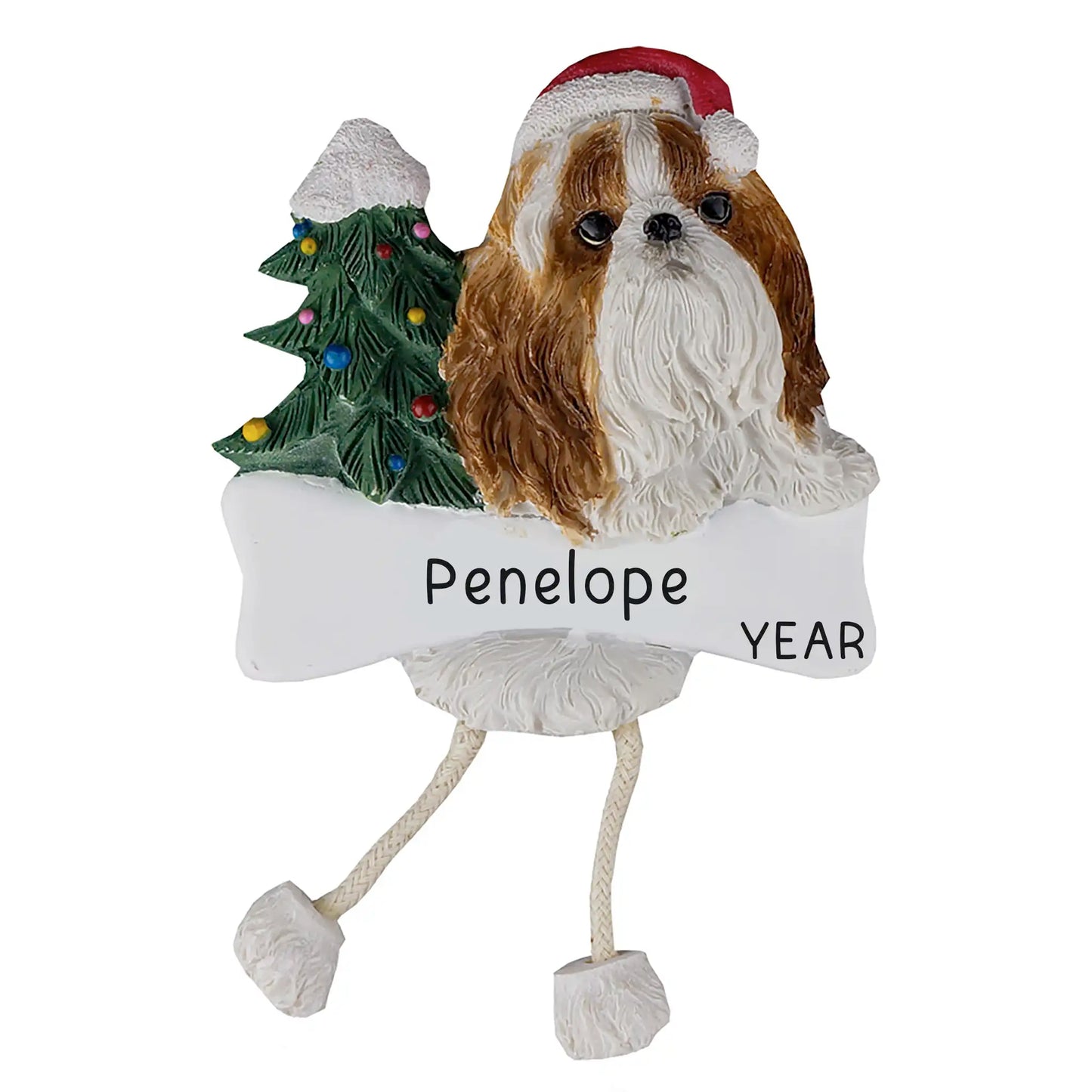 Shih Tzu Personalized Ornament - Tan & White