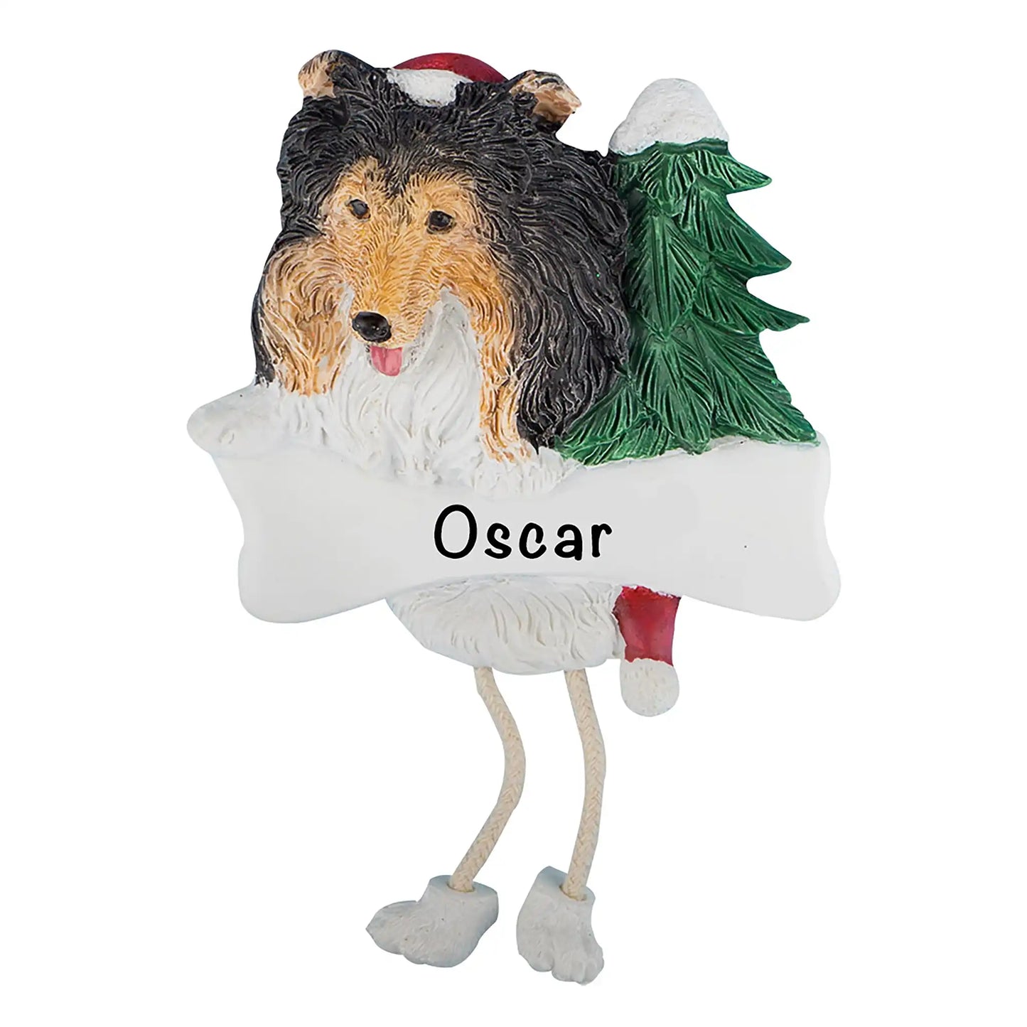 Collie Personalized Ornament With Dangling Legs