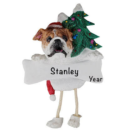 Bulldog Personalized Ornament With Dangling Legs