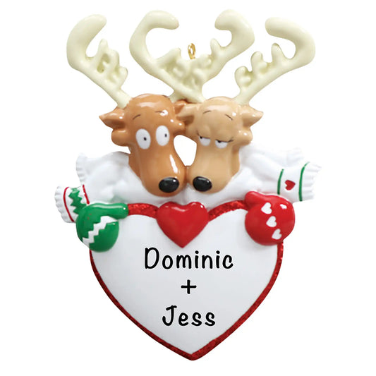 Reindeer Couple Scarves Christmas Ornament