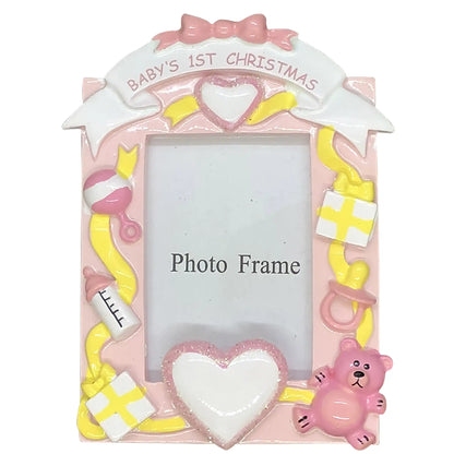 Pink Baby's 1st Christmas Picture Frame Christmas Ornament