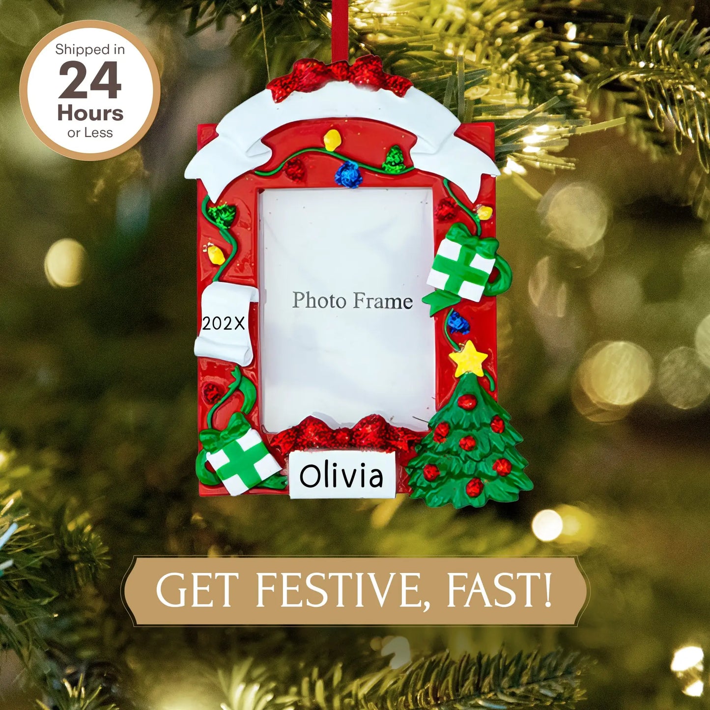 Red Photo Frame Personalized Ornament