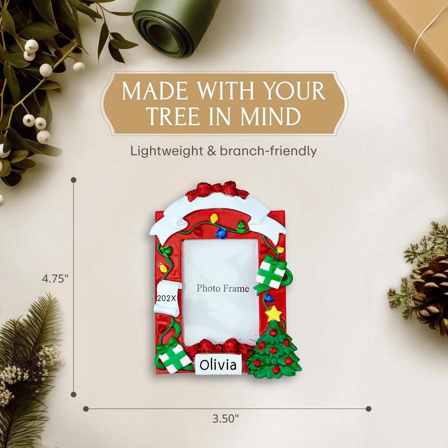 Red Photo Frame Personalized Ornament