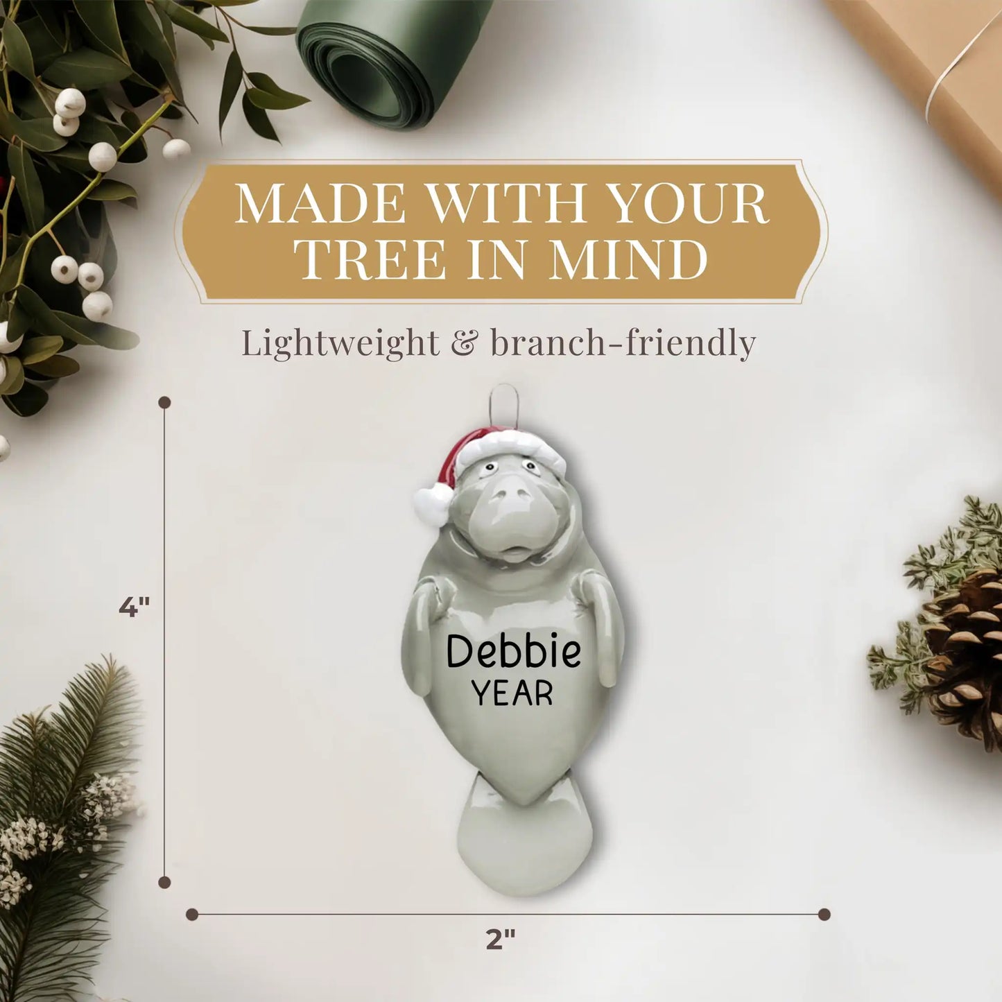 Manatee Christmas Ornament