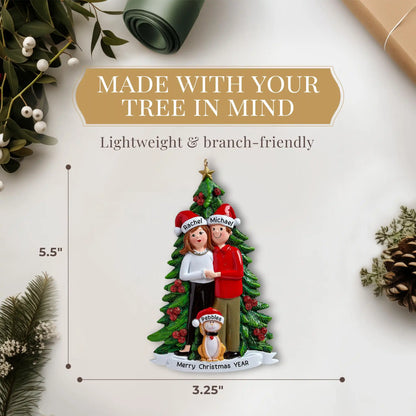 Cute Couple with Cat Personalized Ornament