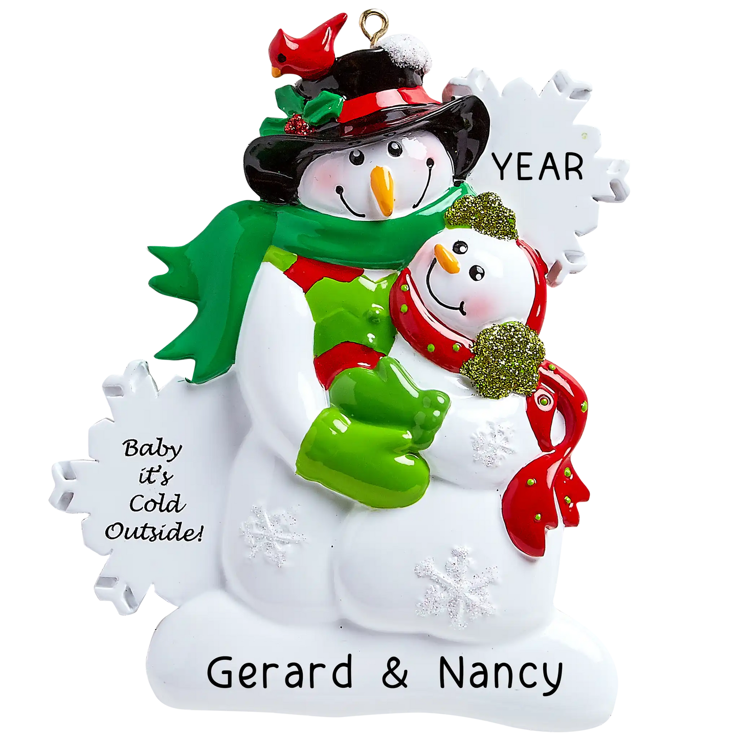 Snowman Cold Outside Couple Personalized Ornament