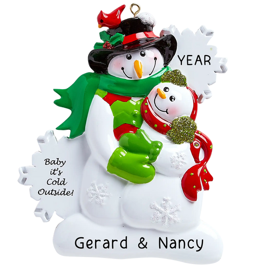 Snowman Cold Outside Couple Christmas Ornament