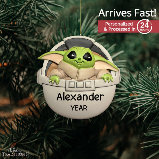 Star Wars Baby Yoda The Child Grogu Pod Christmas Ornament