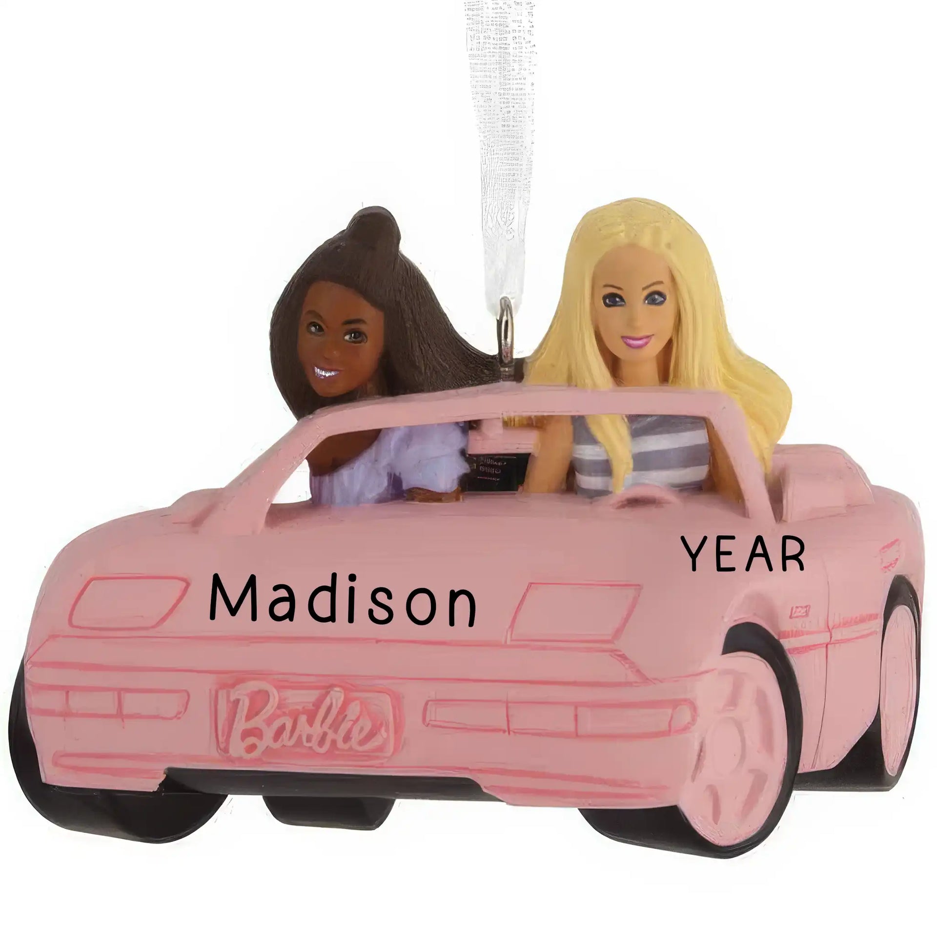 Personalized Barbie Car Ornament | Pink Convertible Christmas