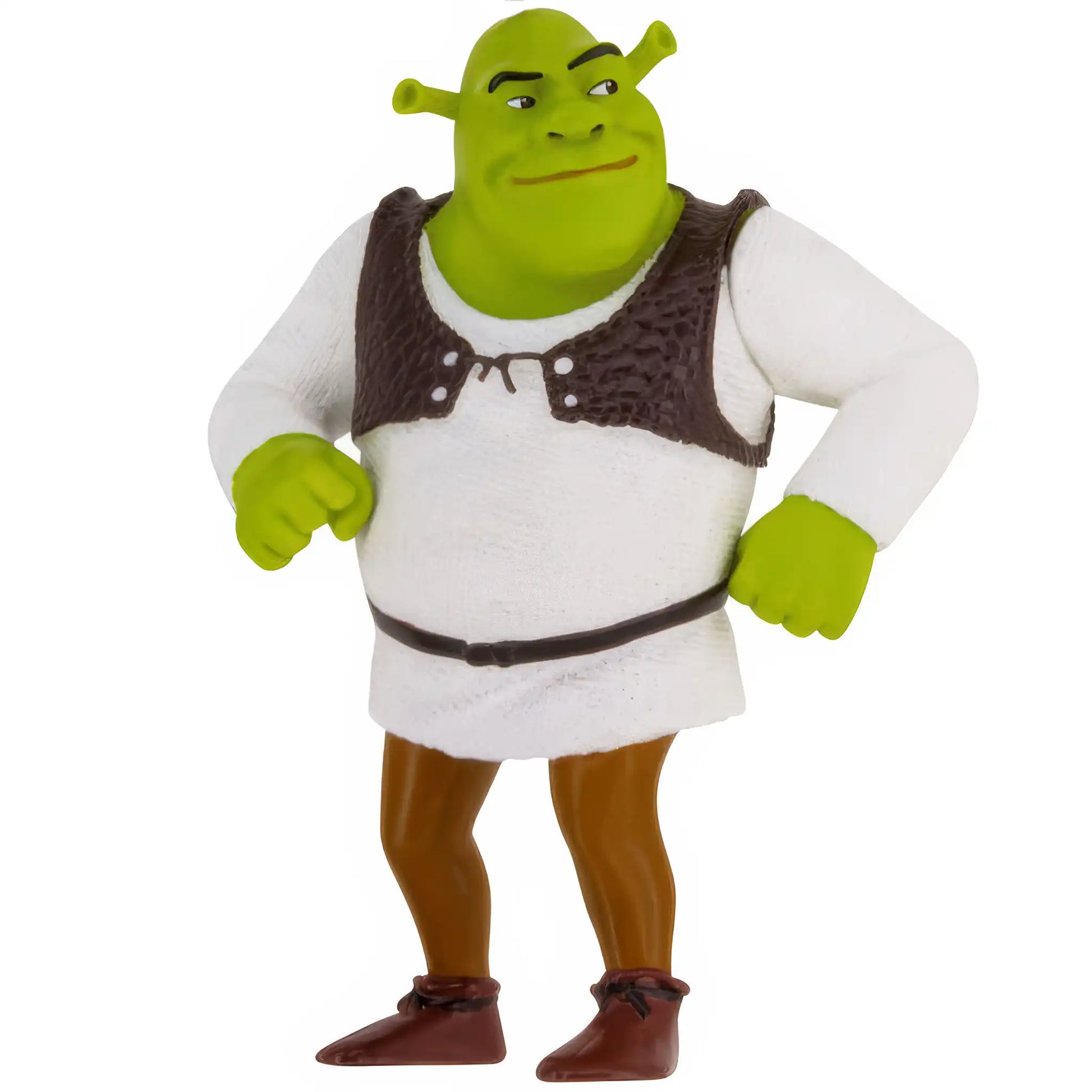 A personalized Shrek ornament featuring the green ogre in his classic outfit, hand-customized with a name and year.