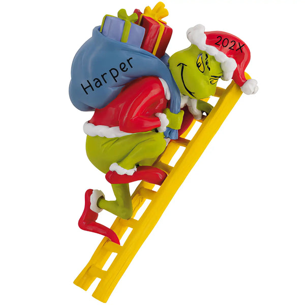 Grinch Stealing Christmas Personalized Ornament engraved holiday keepsake that lasts