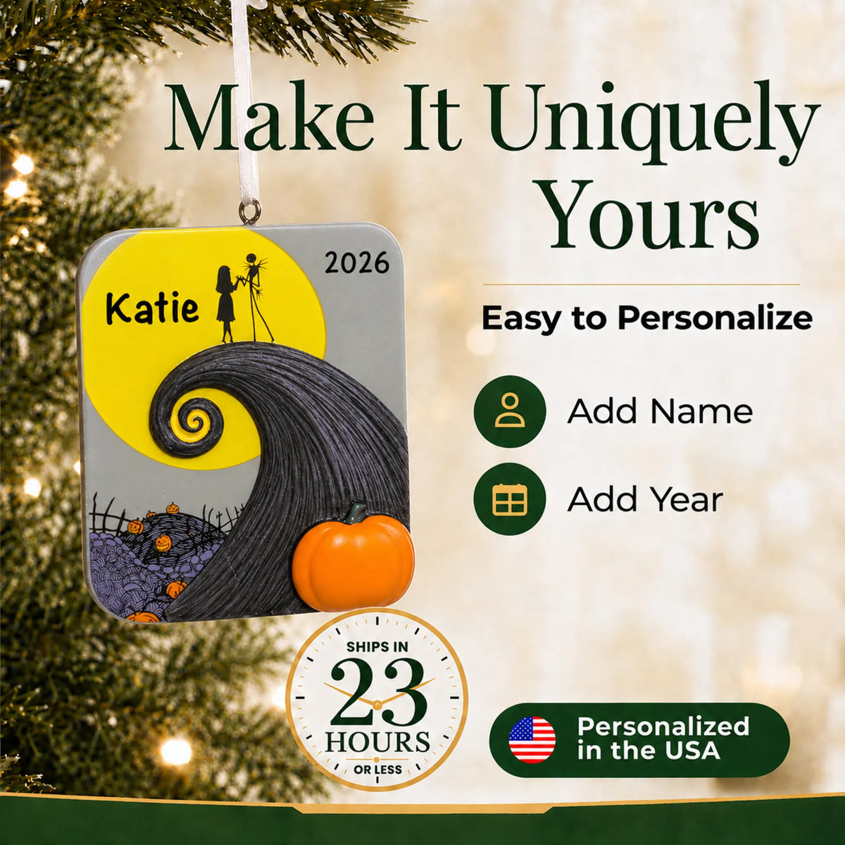 Make it yours: personalize the Nightmare Before Christmas ornament