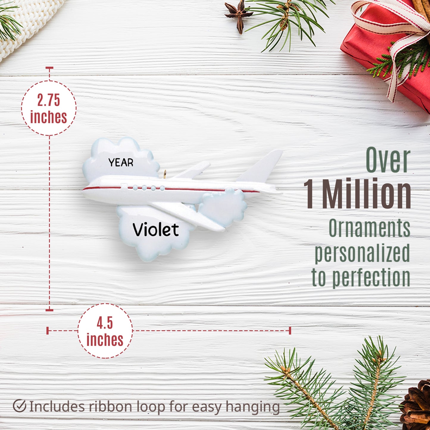 Flying Airplane Travel Christmas Ornament