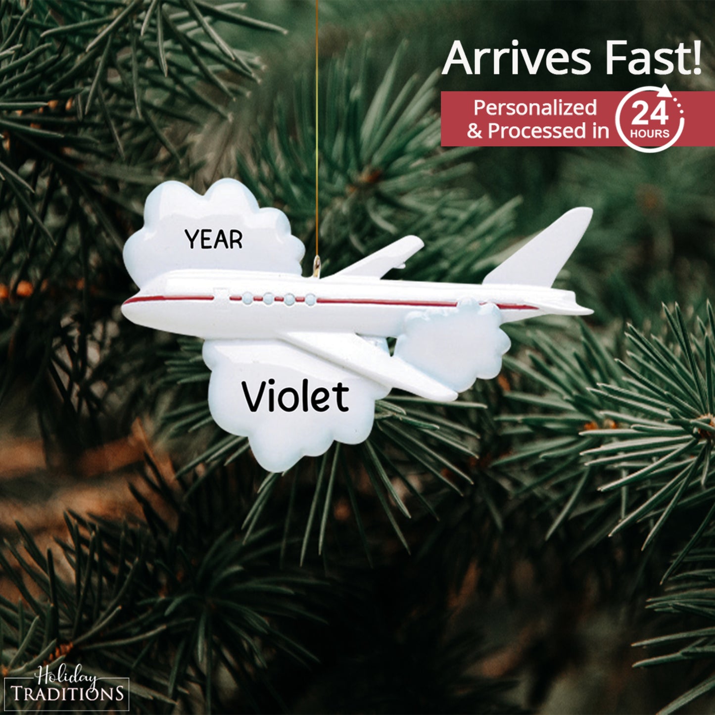 Flying Airplane Travel Christmas Ornament