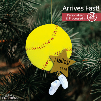 Softball Star Christmas Ornament