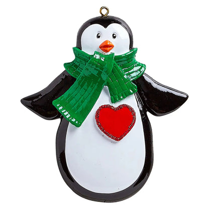 Penguin Red Heart Christmas Ornament