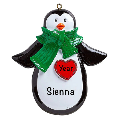 Penguin Red Heart Christmas Ornament