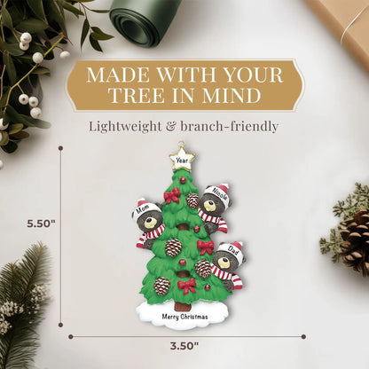 Adorno navideño de la familia de 3 osos negros