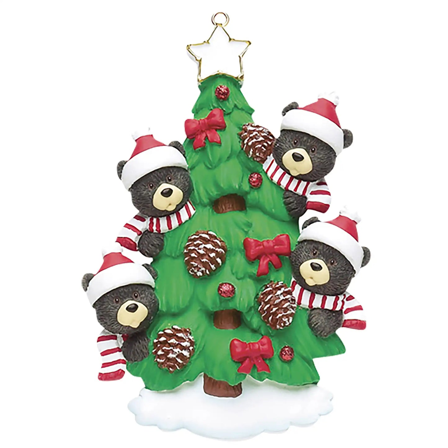 Black Bear Tree Family of 4 Christmas Ornament