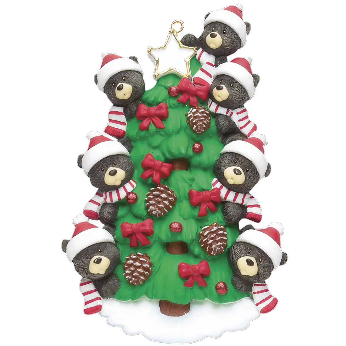 Black Bear Tree Family of 7 Christmas Ornament