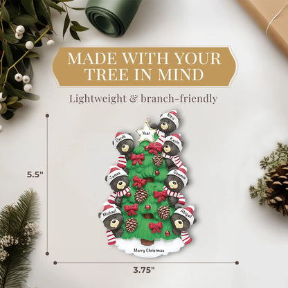 Adorno navideño de la familia de 7 árboles de oso negro