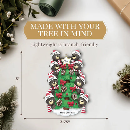 Black Bear Tree Family of 8 Christmas Ornament