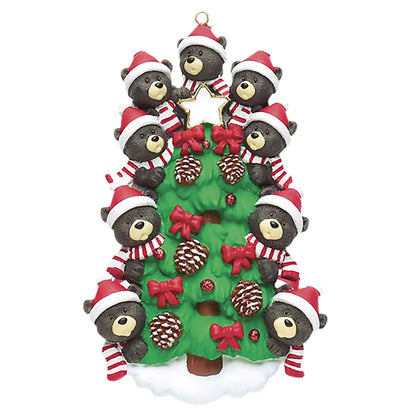 Black Bear Tree Family of 9 Christmas Ornament