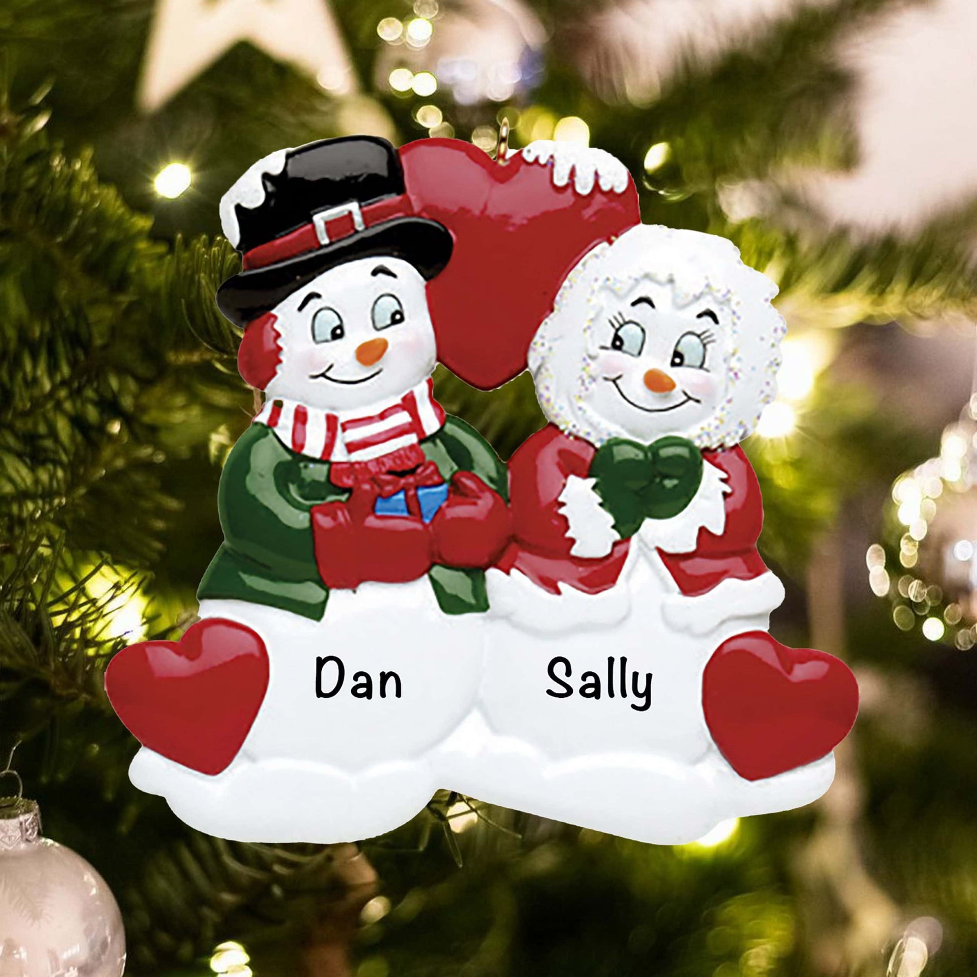 510-2 Old Snow Couple Christmas Ornament