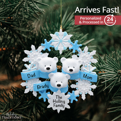 Polar Bear Family Of 3 Christmas Ornament