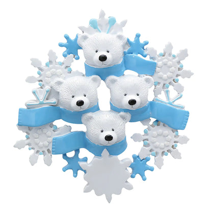 Polar Bear Family Of 4 Christmas Ornament