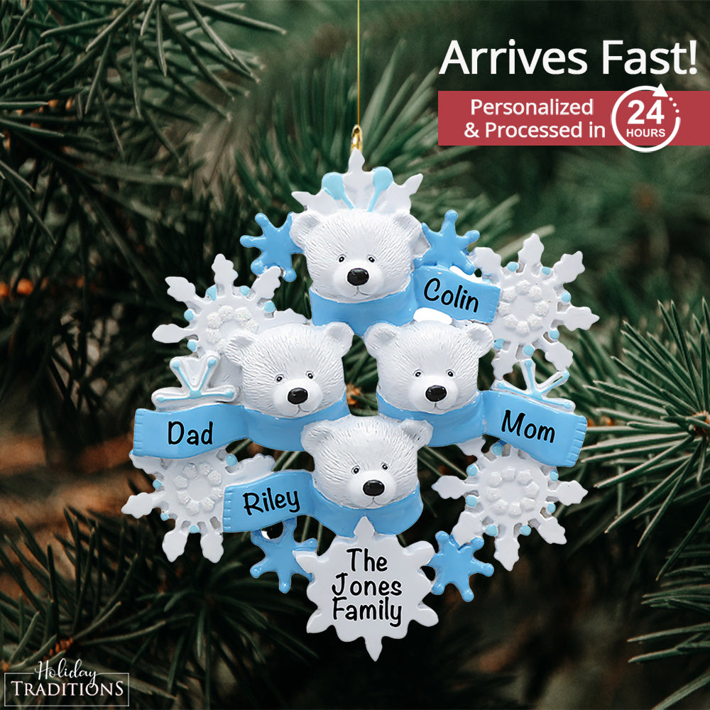 Polar Bear Family Of 4 Christmas Ornament