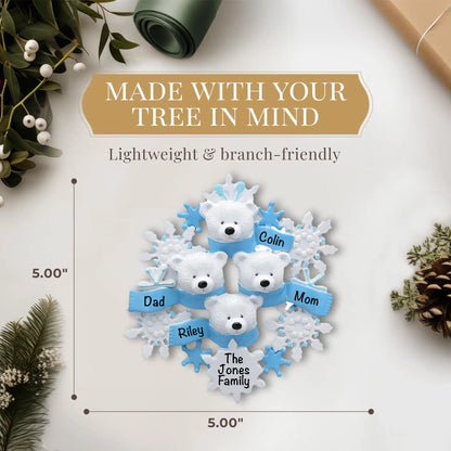 Polar Bear Family Of 4 Christmas Ornament
