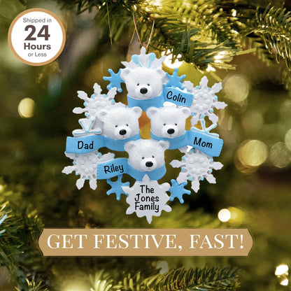 Polar Bear Family Of 4 Christmas Ornament