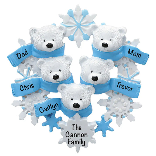 Polar Bear Family Of 5 Christmas Ornament