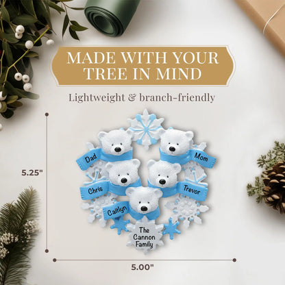 Polar Bear Family Of 5 Christmas Ornament