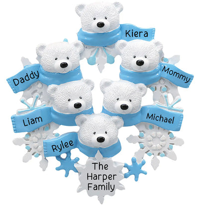 Polar Bear Family Of 6 Christmas Ornament