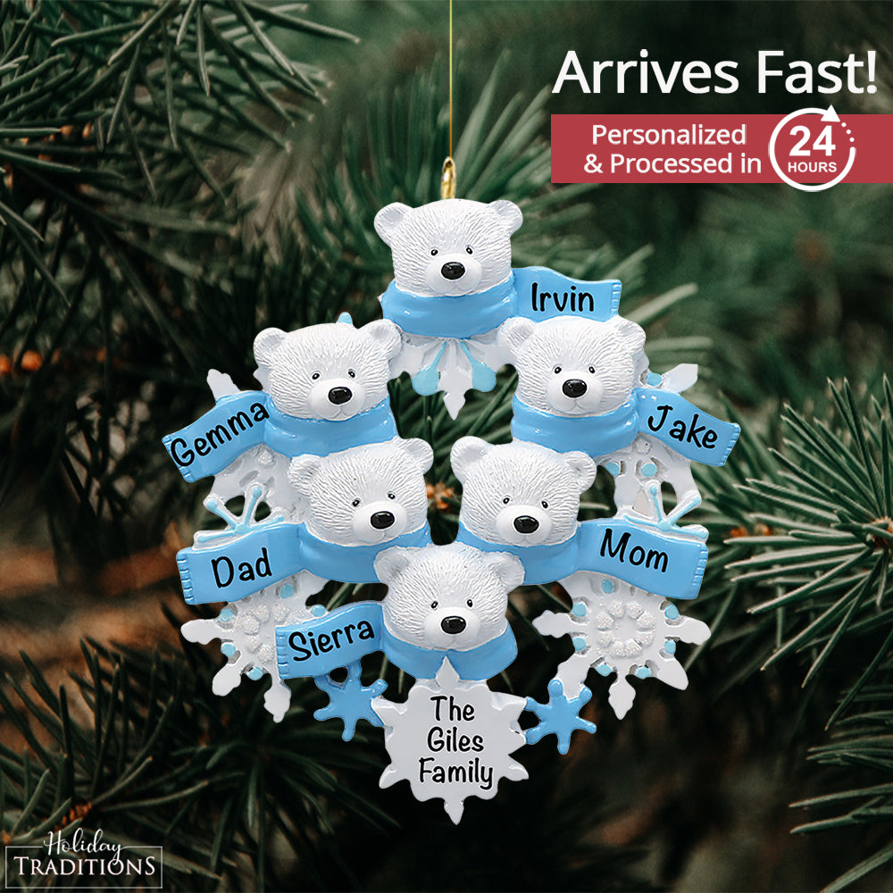 Polar Bear Family Of 6 Christmas Ornament