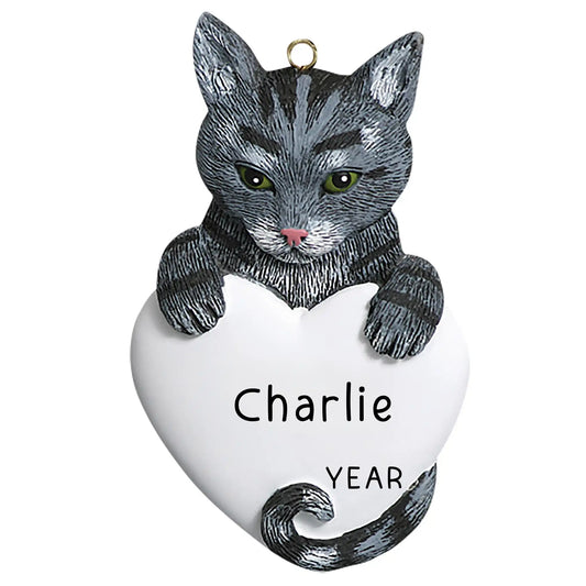 Gray Tabby Cat Christmas Ornament