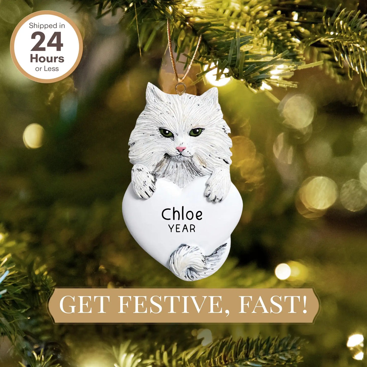 Persian Cat Christmas Ornament