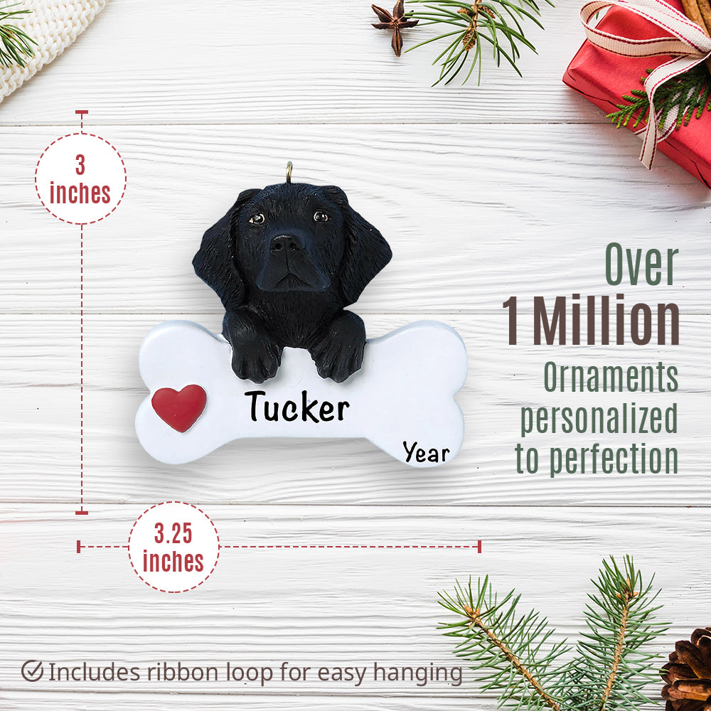 Black Labrador Dog Bone Christmas Ornament