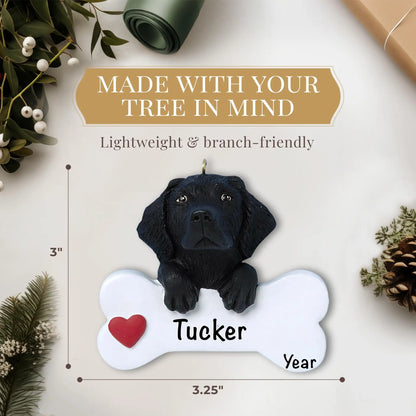 Black Lab Personalized Ornament - Dog Bone