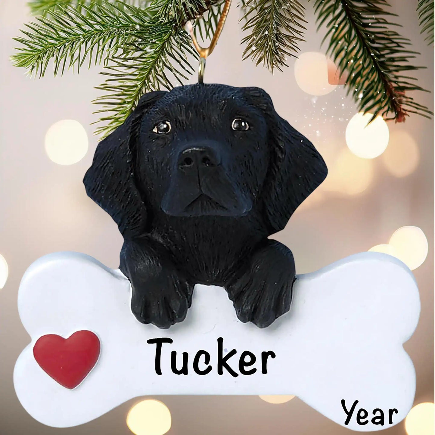 Black Lab Personalized Ornament - Dog Bone