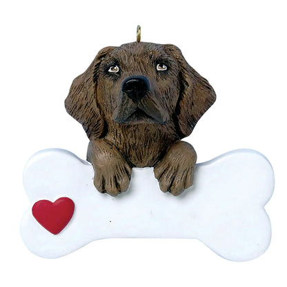 Chocolate Lab Dog Bone Christmas Ornament