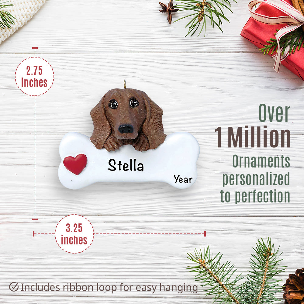 Dachshund - Red Dog Bone Christmas Ornament