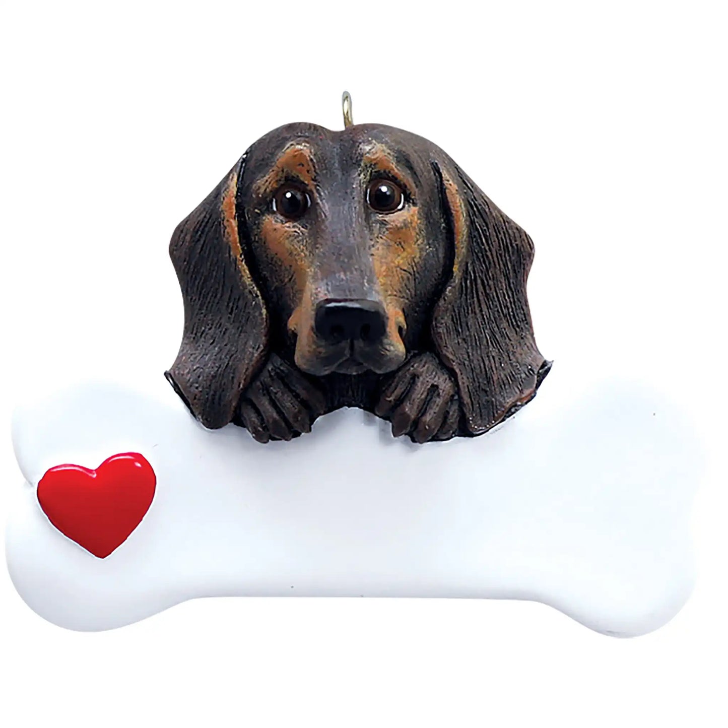 Dachshund Black & Tan Dog Bone Christmas Ornament