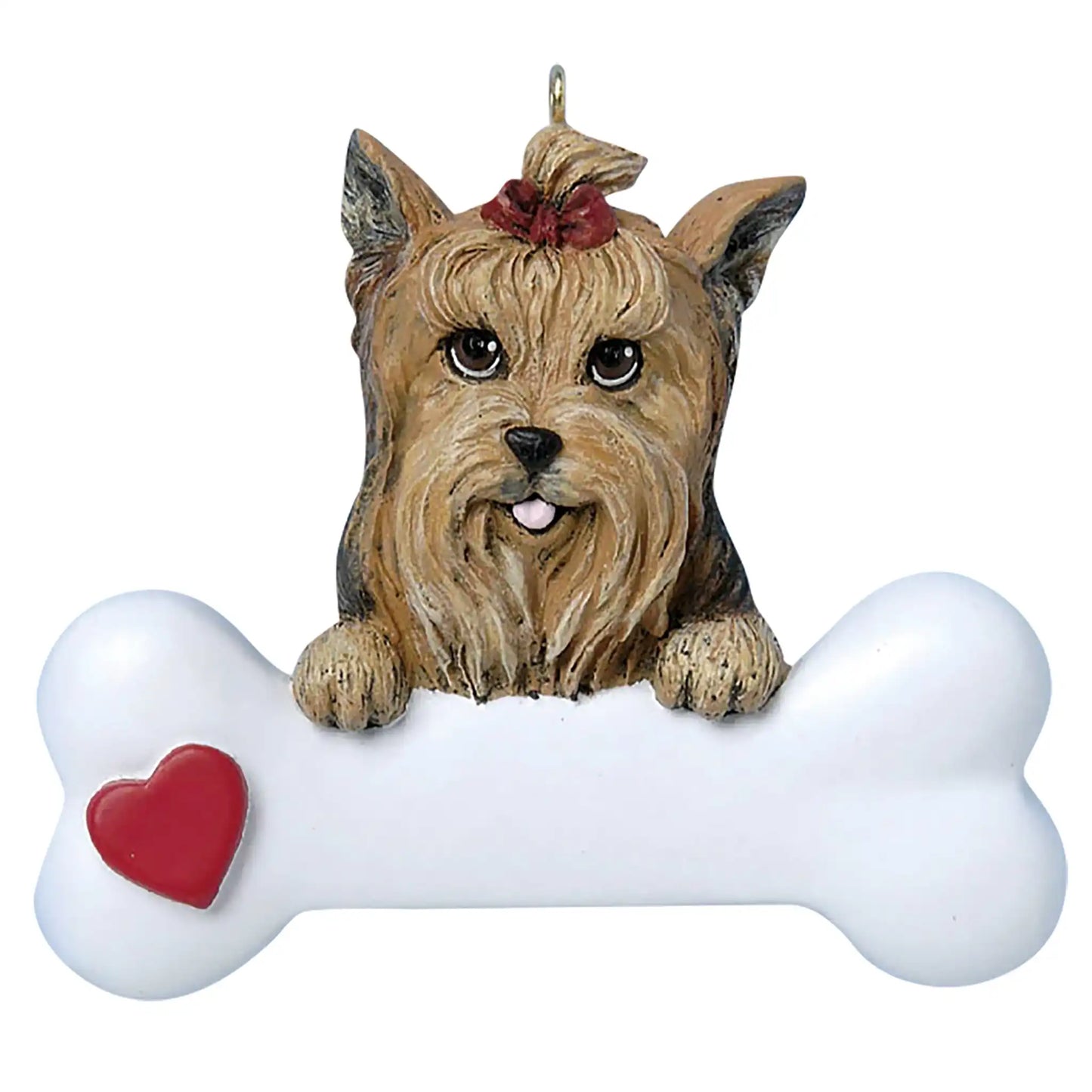 Yorkie Dog Bone Christmas Ornament