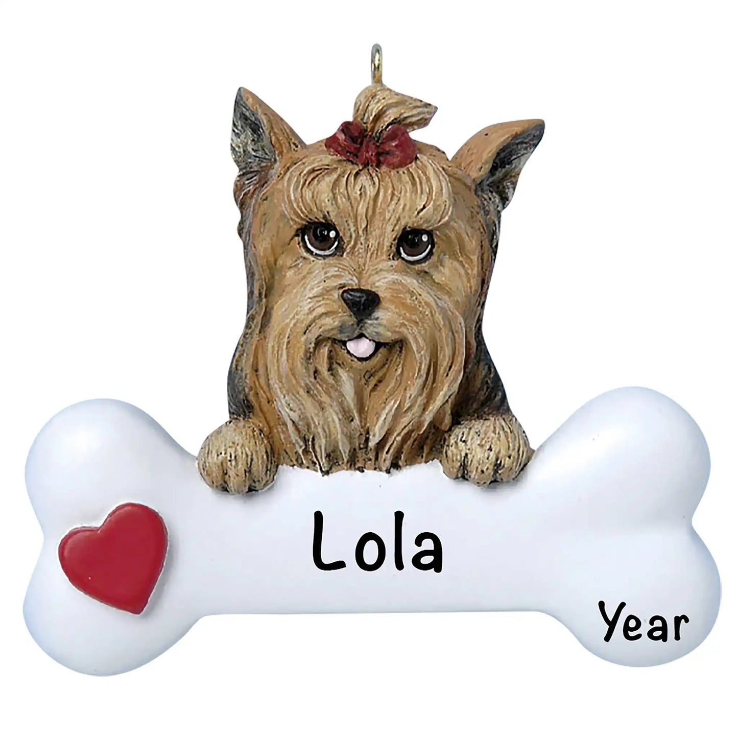 Yorkie Dog Bone Christmas Ornament