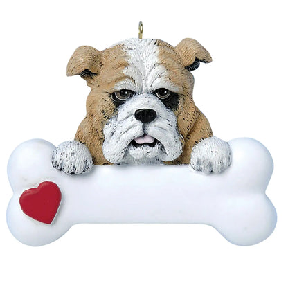 Bulldog Dog Bone Christmas Ornament