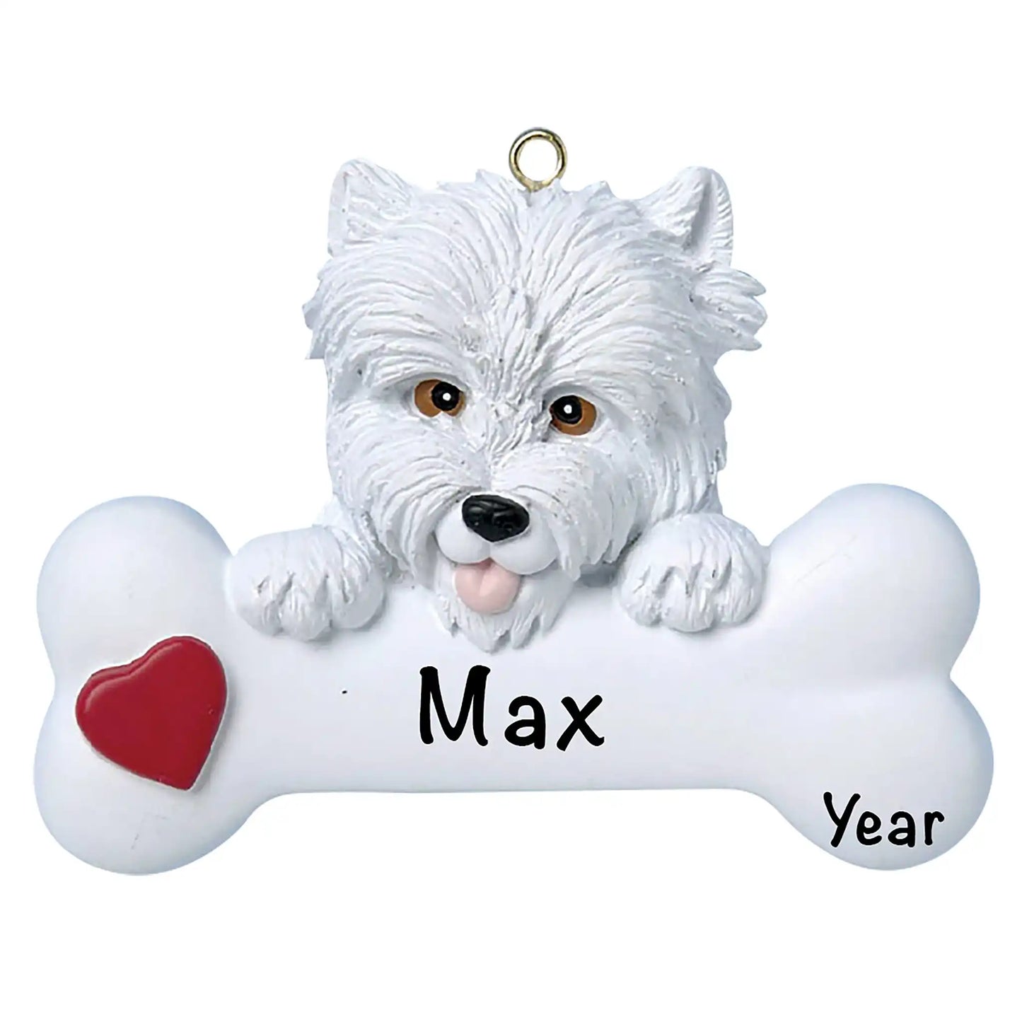 Westie Dog Bone Christmas Ornament