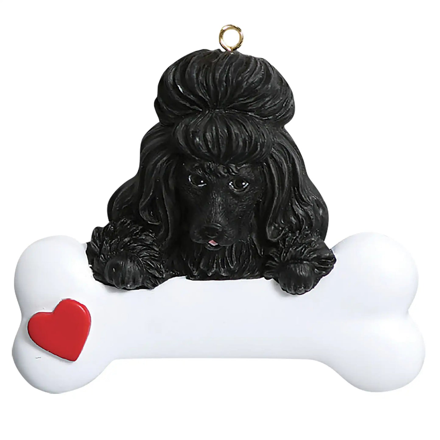 Black Poodle Dog Bone Christmas Ornament